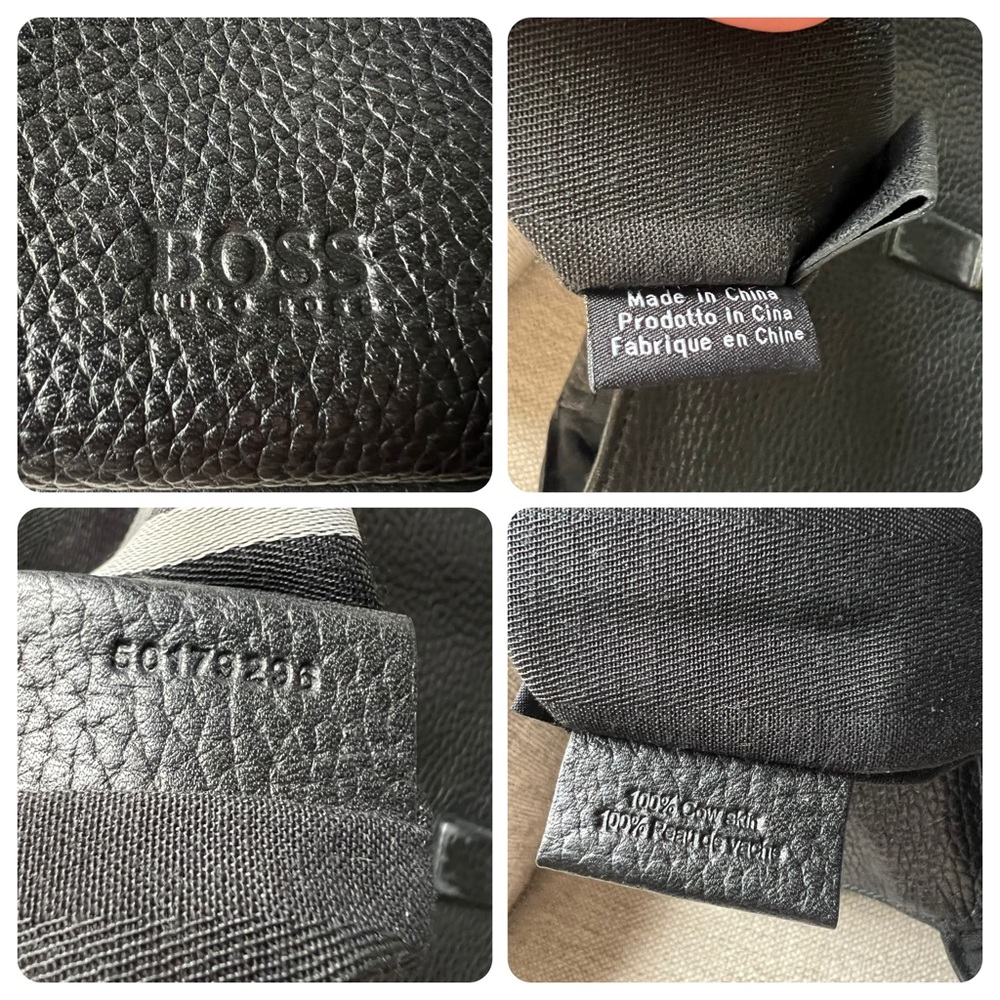 HUGO BOSS Black Leather Messenger Laptop Men's Bag - Picture 4 of 16